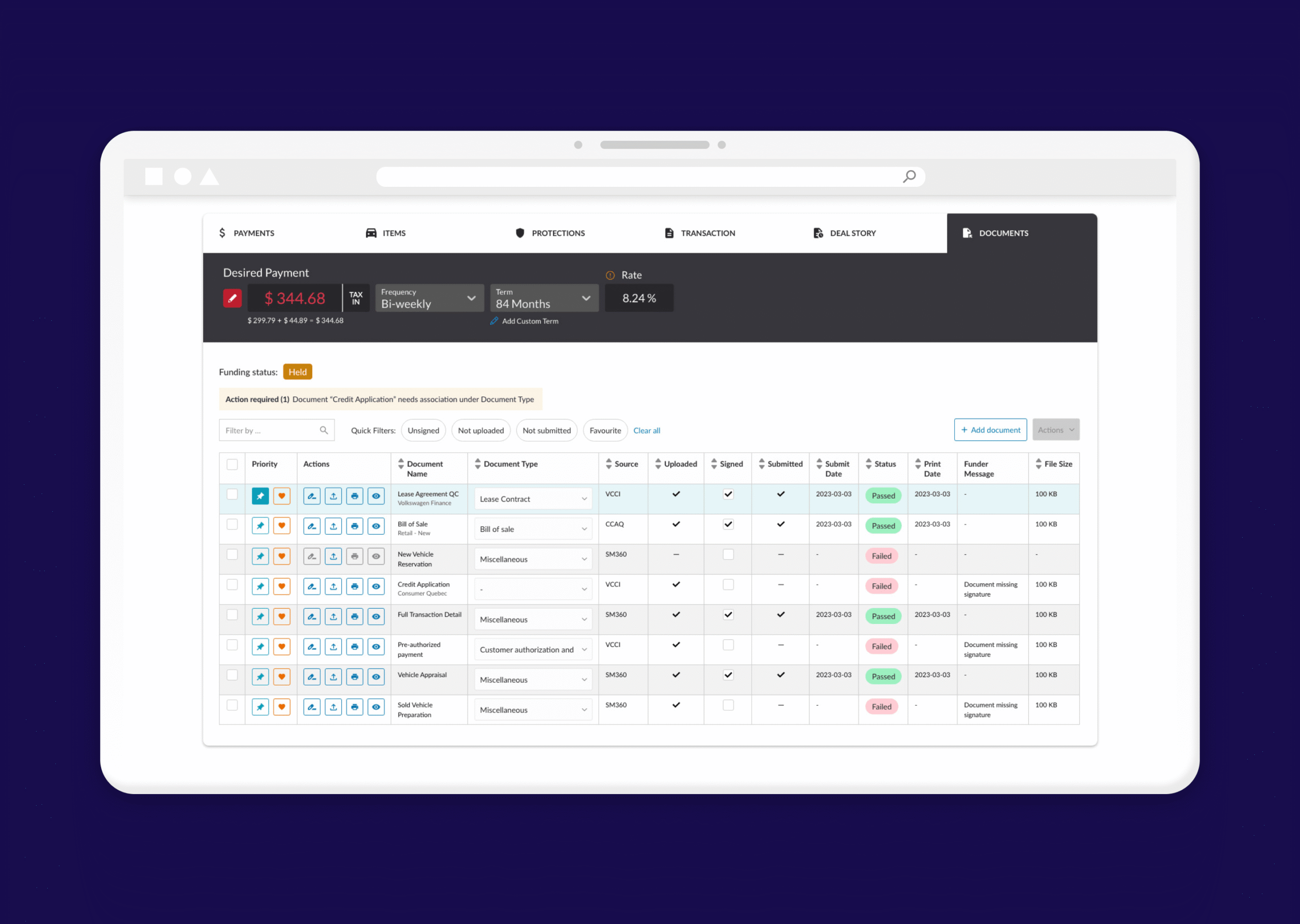 OXLO F&I Document Management Feature