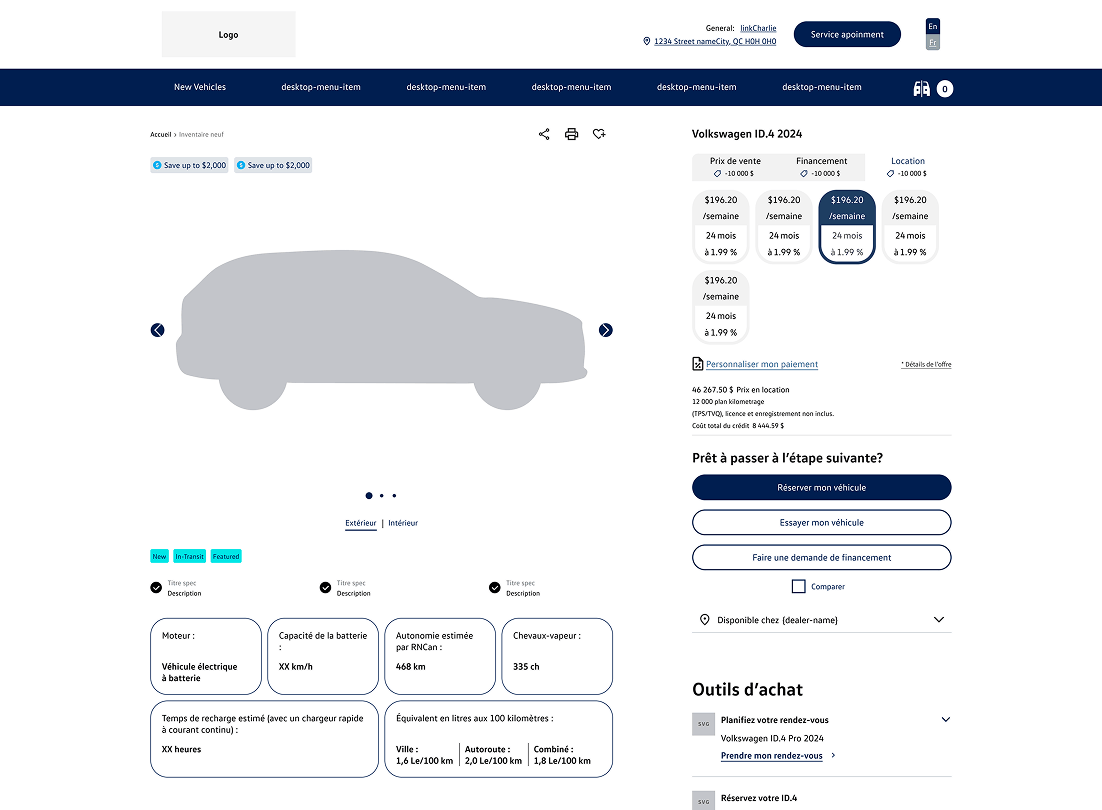 VDP EV Info Desktop Grid